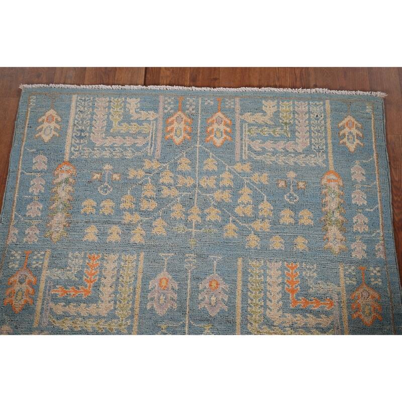 Light Blue Kazak Accent Rug Hand-Knotted Wool Carpet - 3'1" x 4'4"
