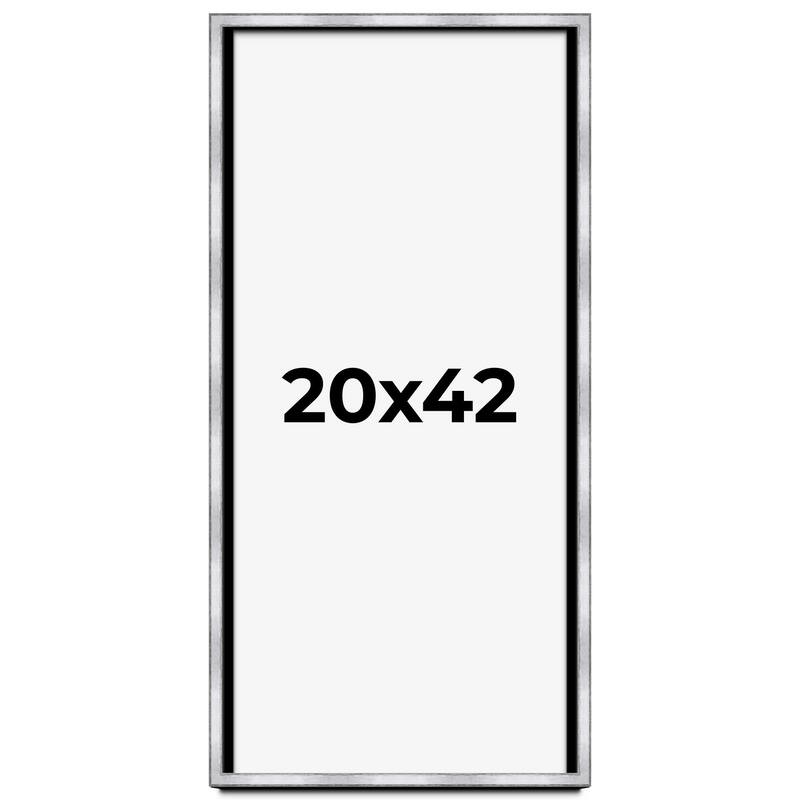 20x42 Shadow Box Frame Silver | 1.375 Inches Deep Real Wood