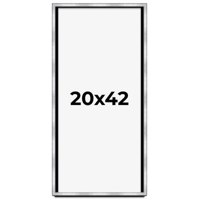 20x42 Shadow Box Frame Silver | 1.375 Inches Deep Real Wood