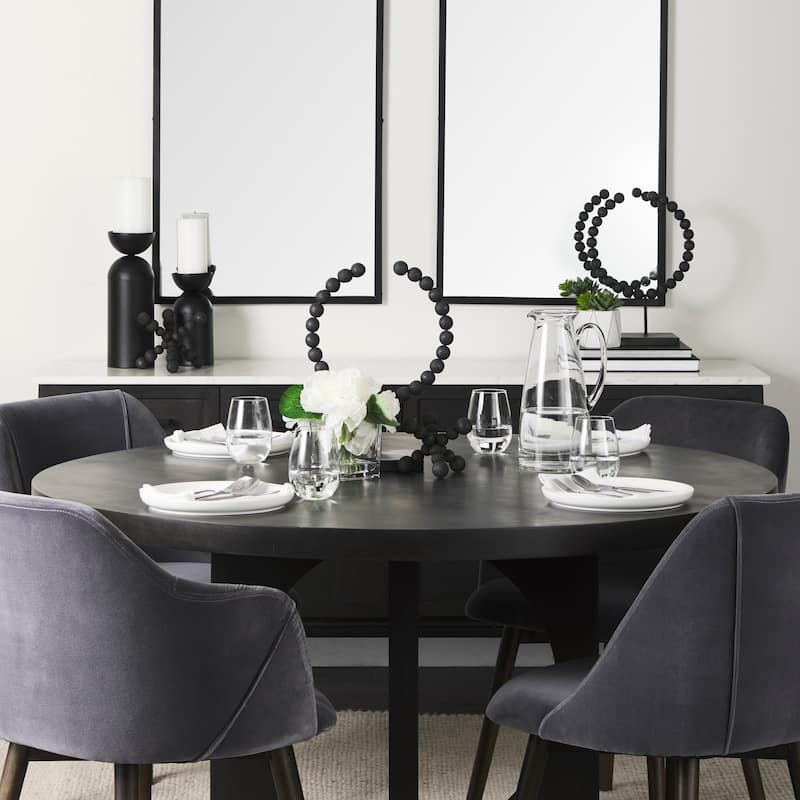 Liesl Black Solid Wood Round Dining Table