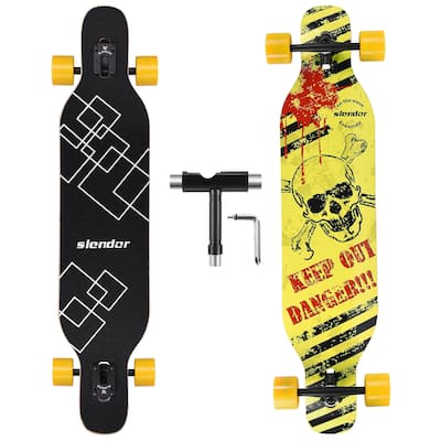 Longboard Skateboard 42 inch Drop Through Deck Complete Maple Cruiser Freestyle, Camber Concave
