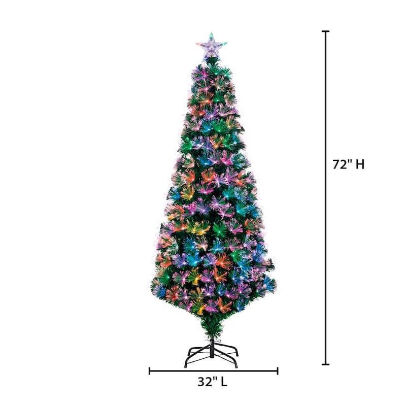 6 Foot High Fiber Optic Color Changing Tree - N/A