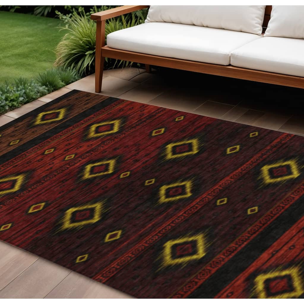 HomeRoots Tribal Transitional Rectangle Outdoor Rug
