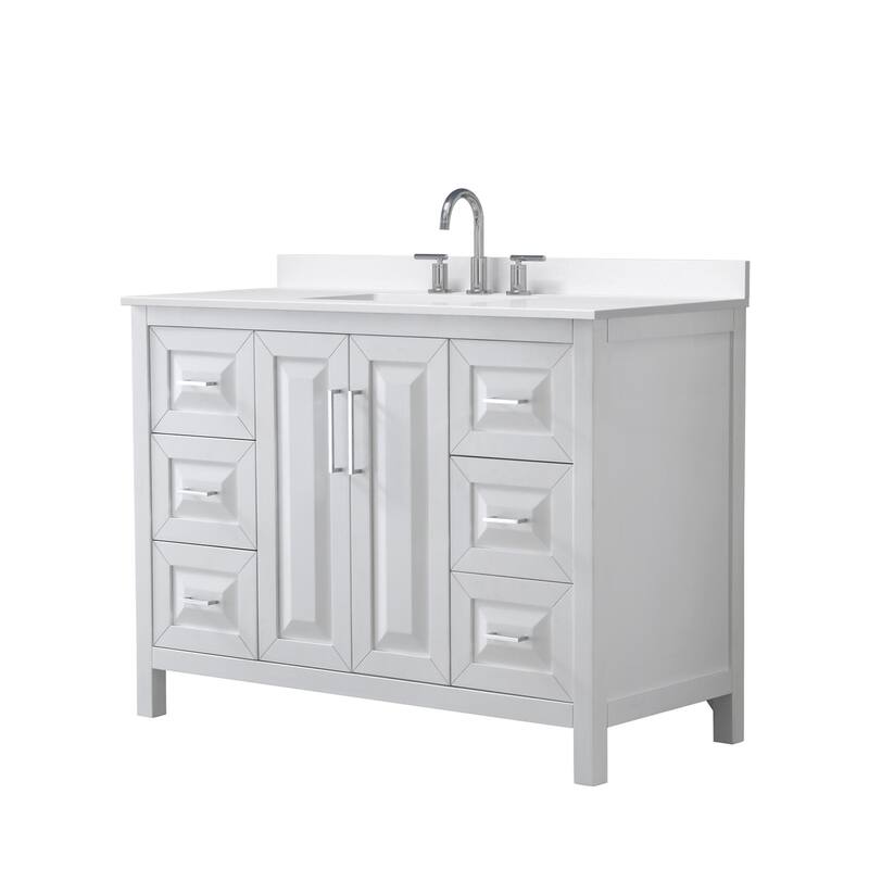 Wyndham Collection WCV252548S-QTZ-US3MXX Daria 48" Free Standing - White / White Quartz Top / Polished Chrome