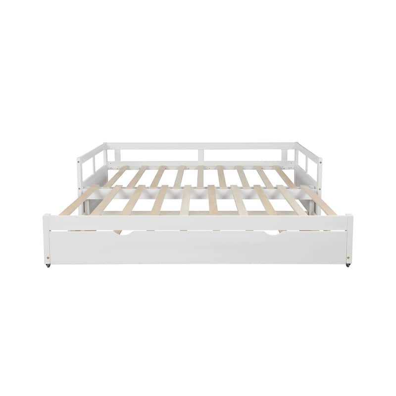 White Pine Wood Twin Daybed with Trundle and Slat Kit - Elegant and Functional