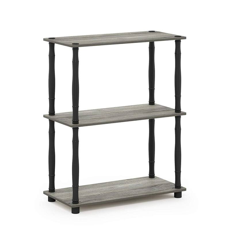 3 Tiers Wood Household Shelving Unit in French Oak/Black (23.6 in. W x 29.5 in. H x 11.4 in. D) - 23. 6