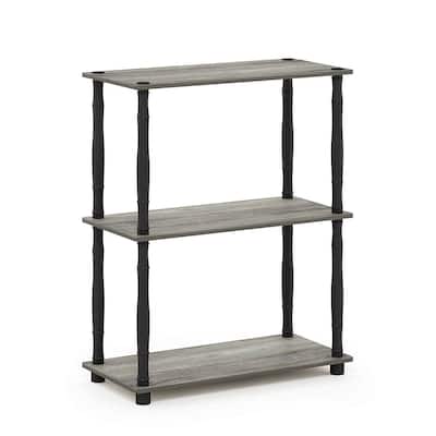 3 Tiers Wood Household Shelving Unit in French Oak/Black (23.6 in. W x 29.5 in. H x 11.4 in. D) - 23. 6