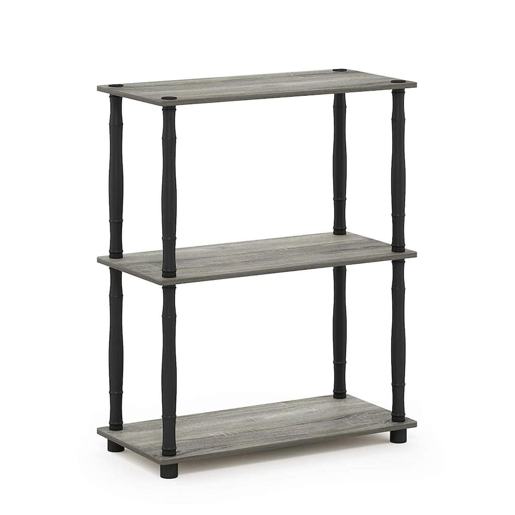 3 Tiers Wood Household Shelving Unit in French Oak/Black (23.6 in. W x 29.5 in. H x 11.4 in. D) - 23. 6