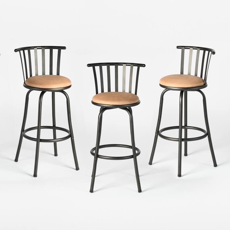 Homy Casa Brown Swivel Counter Height/Bar Height Stools with Cushioned Seat -For Kitchen Islands and Home Bars - N/A - Set of 3 - Bar Height