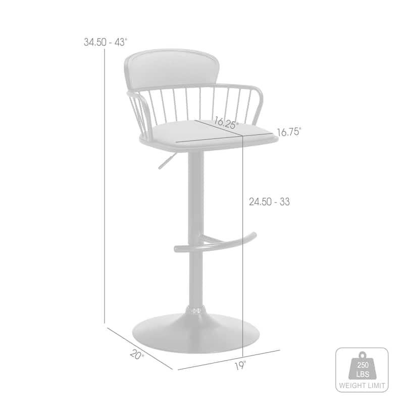 Nash Black Metal Upholstered Adjustable Swivel Bar Stool