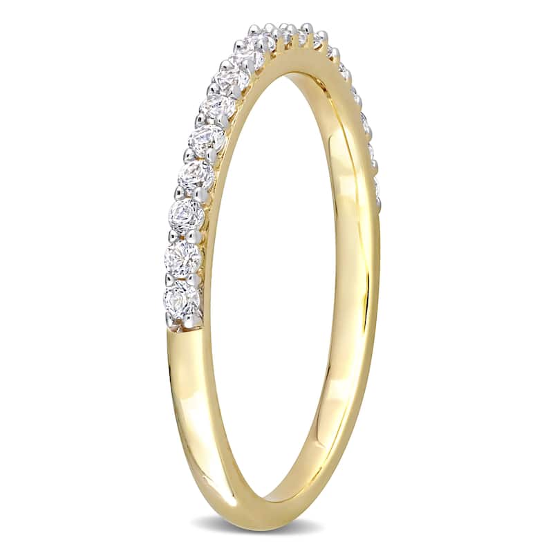 Miadora Created White Sapphire Stackable Anniversary Wedding Band in 10k Yellow Gold