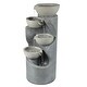 preview thumbnail 5 of 9, Modern Gray Cement Tiered Bowls Outdoor Fountain with Lights