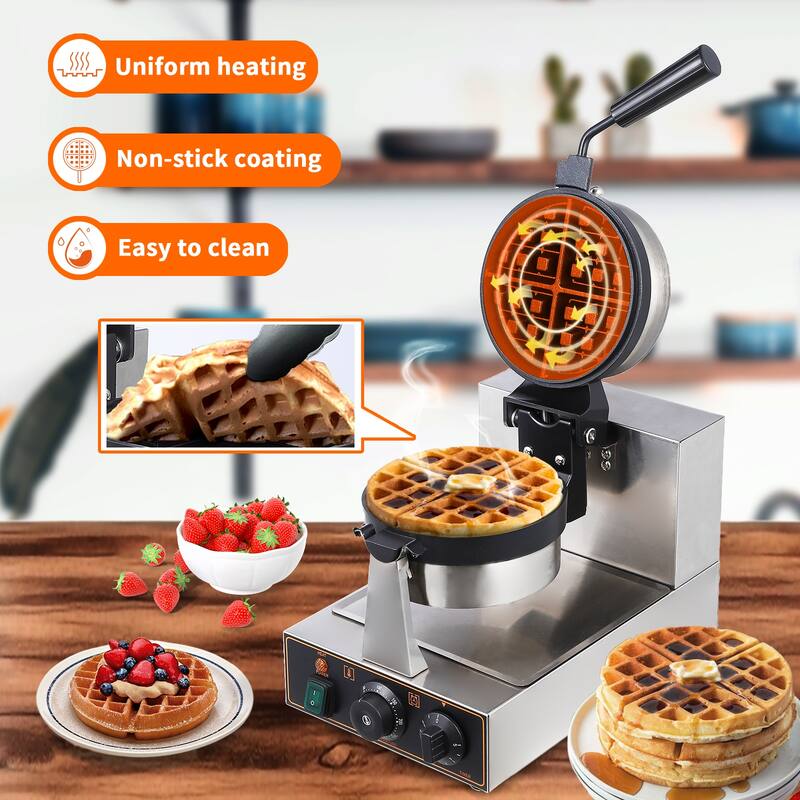 Electric Commercial Waffle Cone Maker, 360° Rotation - Single head rotating 1 grid circular