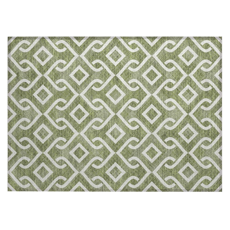 Machine Washable Indoor/ Outdoor Chantille Modern Trellis Rug