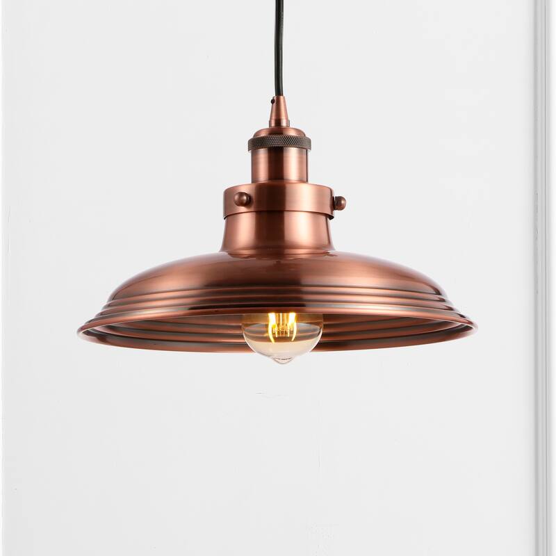 Elena 11" Adjustable Iron Industrial Rustic LED Pendant, Copper by JONATHAN Y