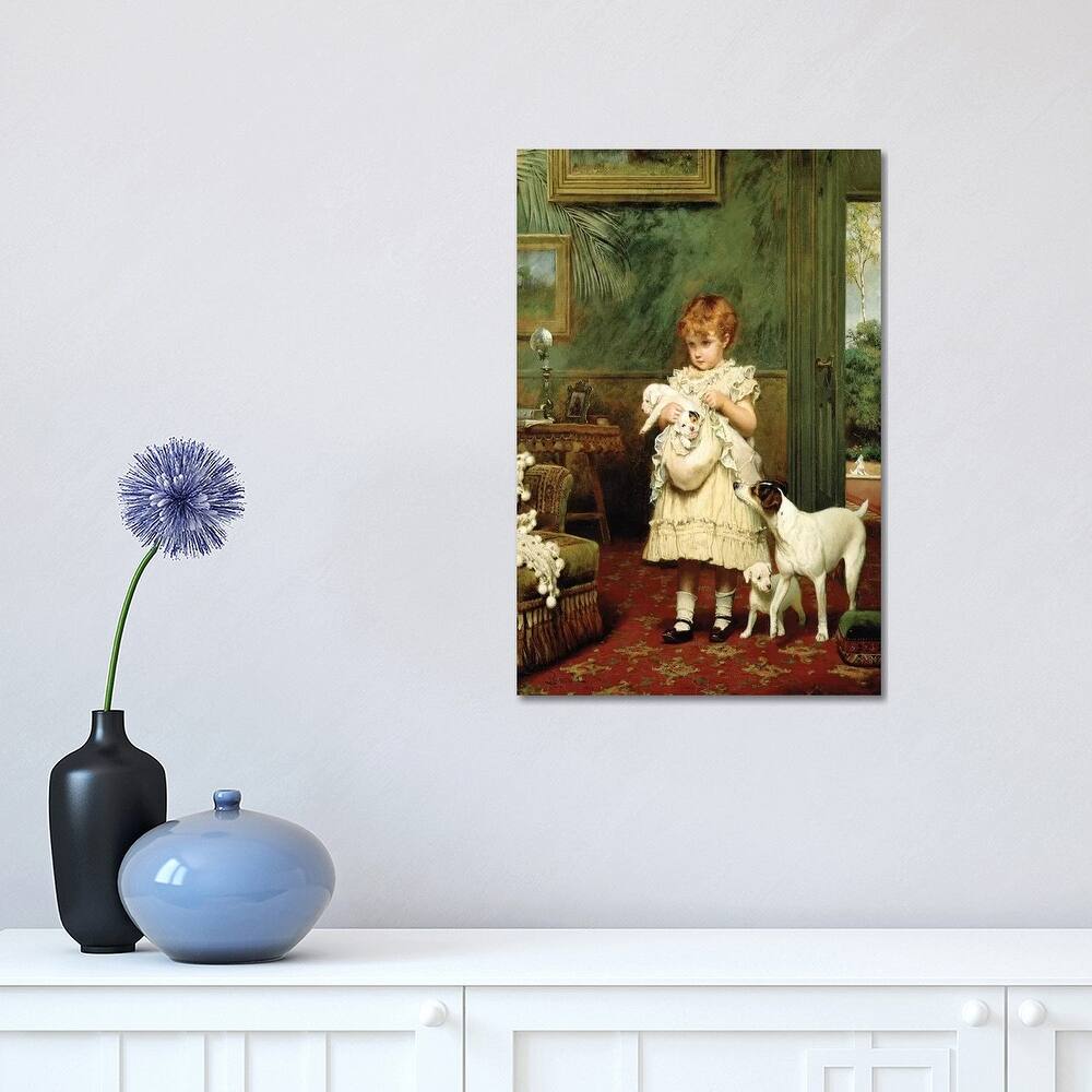 iCanvas "Girl with Dogs, 1893 " by Charles Burton Barber Canvas Print