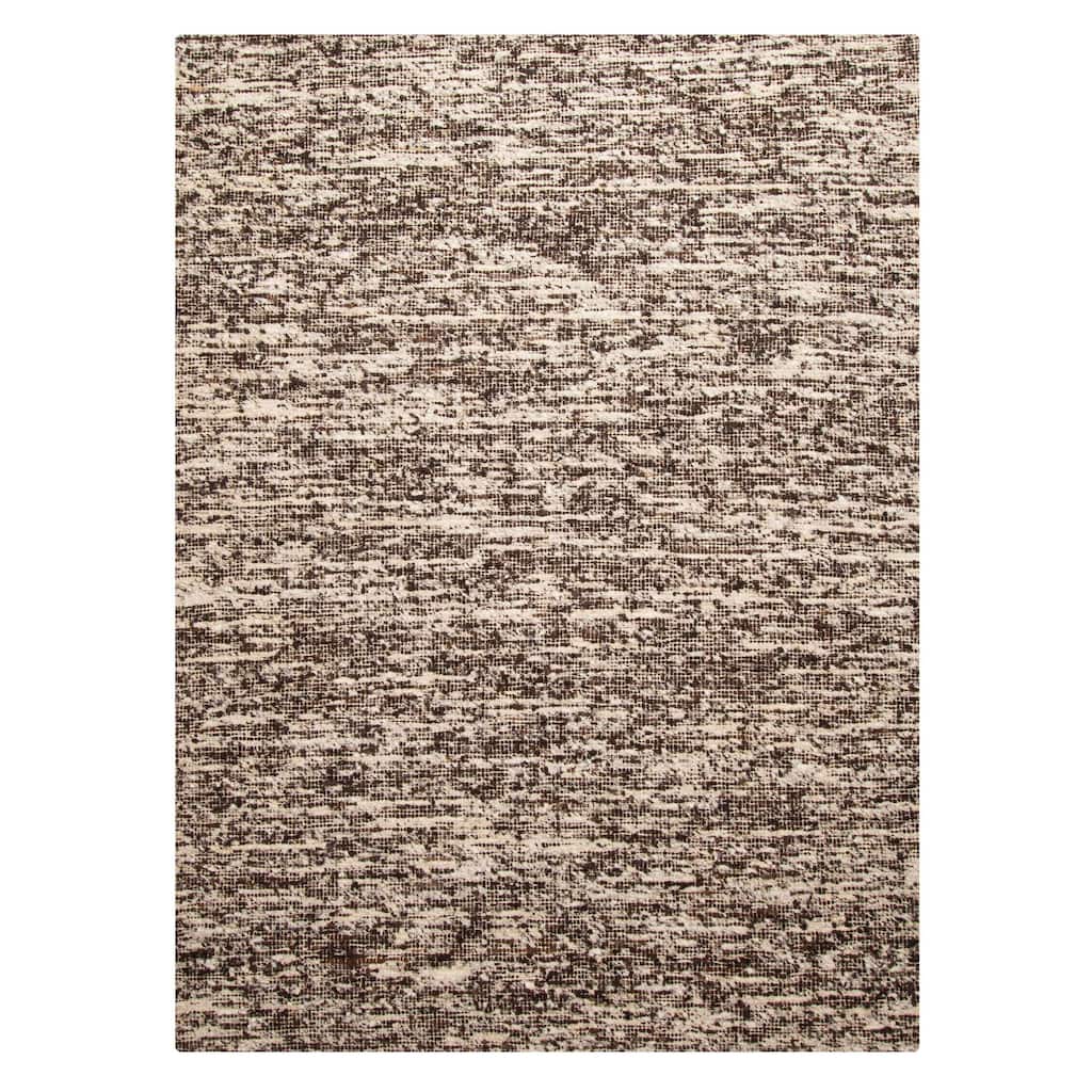 ECARPETGALLERY Braid weave Sienna Dark Brown Wool Rug - 6'5 x 8'8