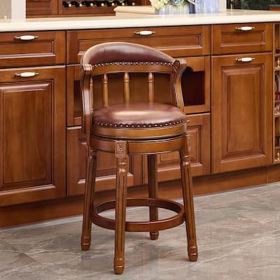 Wooden Swivel Bar Height Chair Side Chair