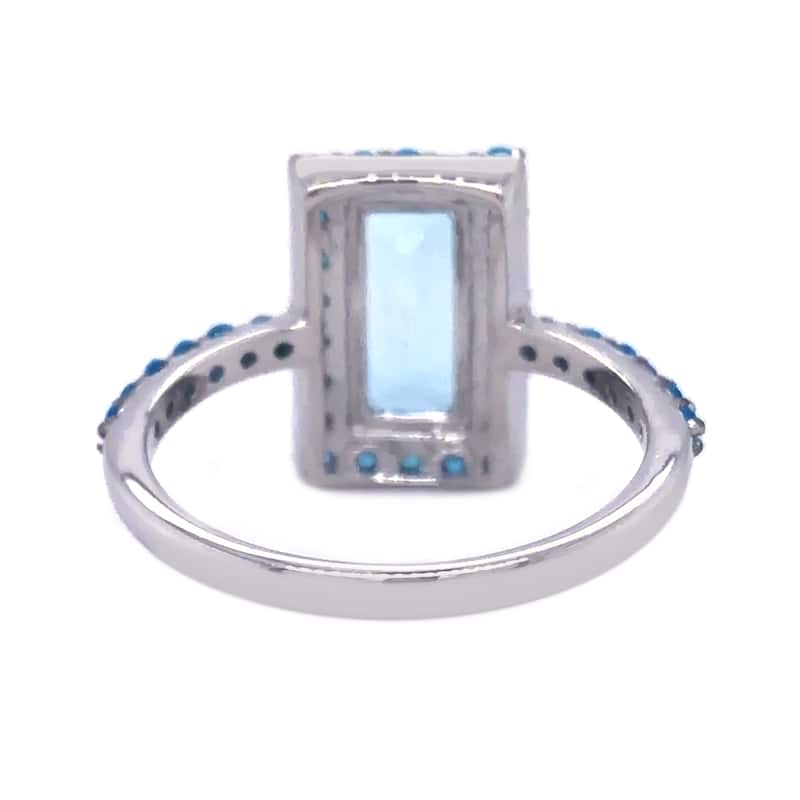 925 Sterling Silver 10x5mm Octagon Sky Blue Topaz, Neon Apatite Ring