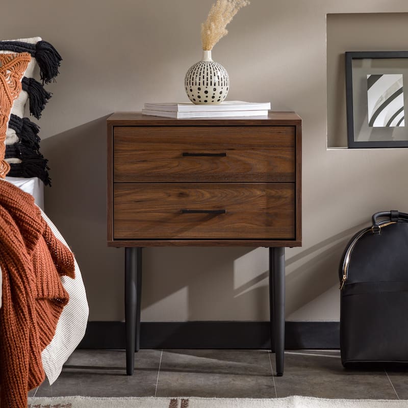 Middlebrook Notto Mid-Century 2-Drawer Nightstand - Dark Walnut