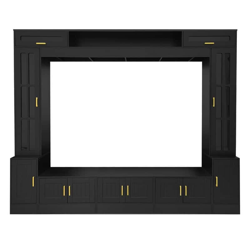 98.4" Wall Unit Entertainment Center with Bookshelves for TVs up to 80", Modern TV Stand Media Console with Cabinets