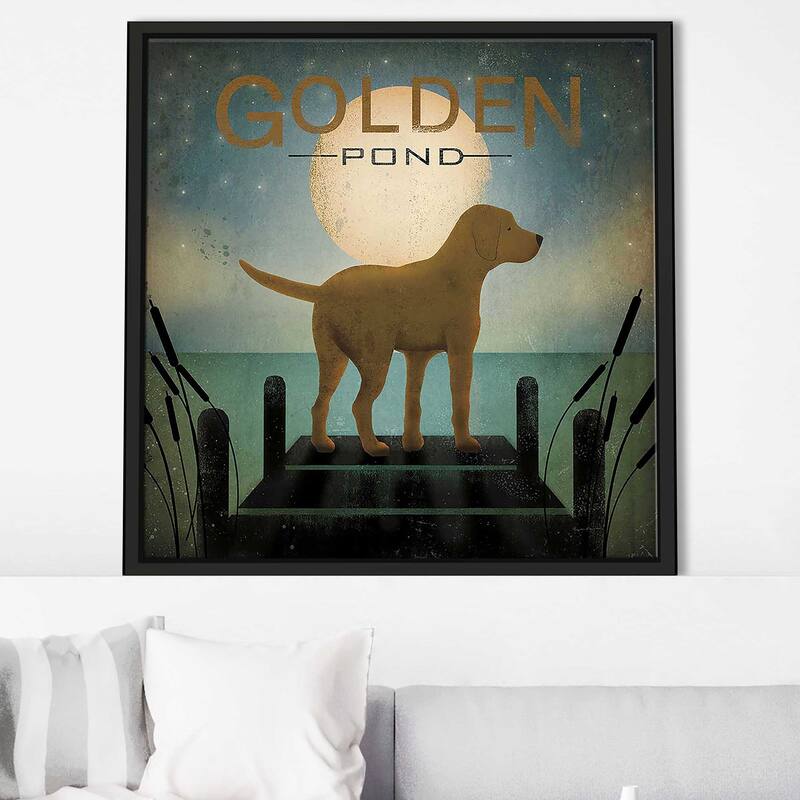 "Moonrise Yellow Dog Golden Pond" Print on Floating Canvas