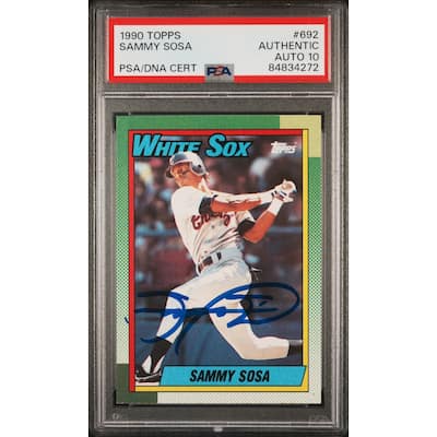 Sammy Sosa 1990 Topps Signed Baseball Rookie Card #692 Auto Graded PSA 10 834272 - 8'6" x 11'6"