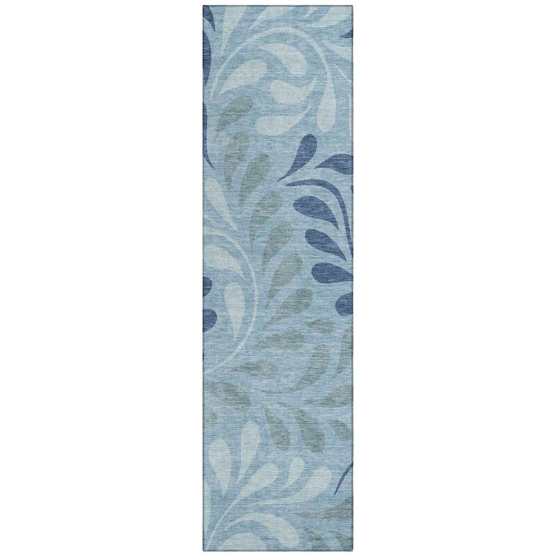 Machine Washable Indoor/ Outdoor Floral Arabesque Chantille Rug