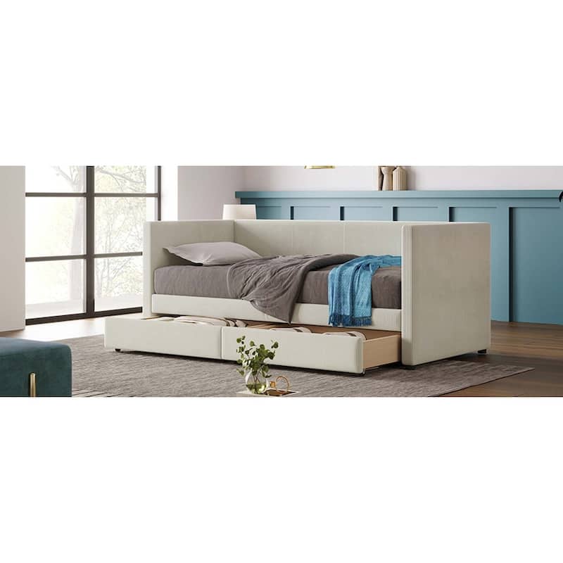 Twin Size Corduroy Daybed with 2 Drawers