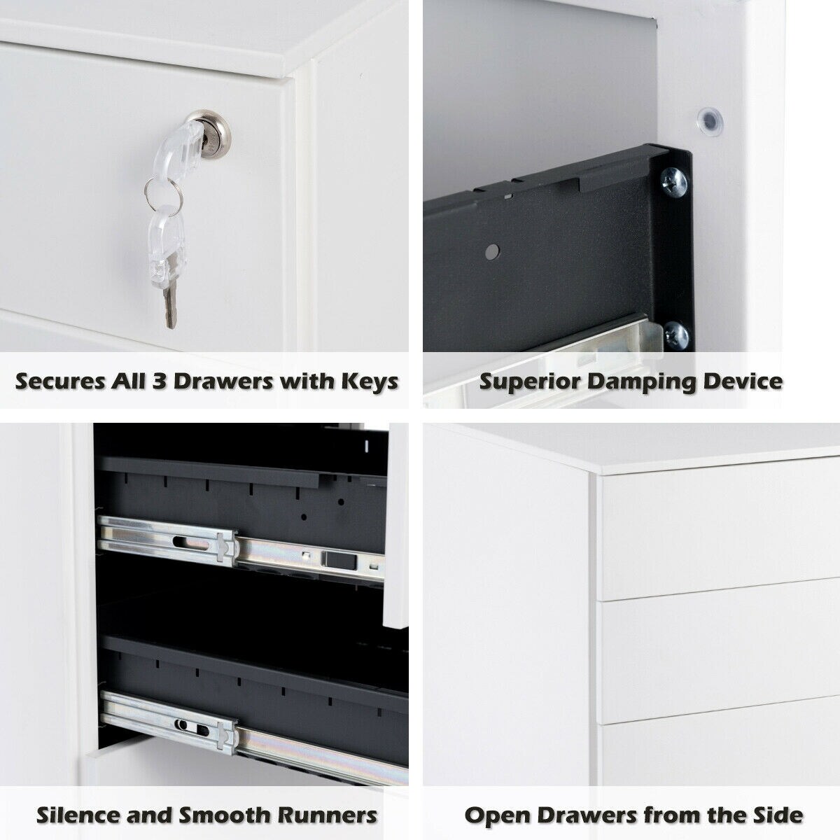 Documents And Suspension Folders Storage Office Pedestal Cabinets For A4 Letter Fully Assembled Except Casters Costway 2 Drawers Mobile File Cabinet With Lock White Mobile File Cabinets