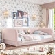 preview thumbnail 62 of 124, Bonwell Upholstered Teddy Fleece Montessori Floor Bed with Half-Enclosed & Curved Guardrails for Kids by GDFStudio