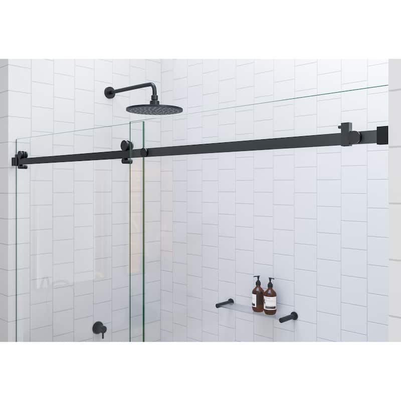 Glass Warehouse 56 in. - 60 in. x 60in. Frameless Bath Tub Sliding Shower Door with Square Hardware