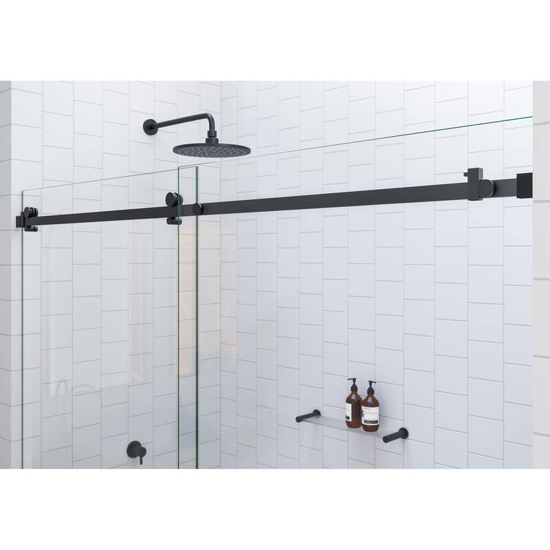Glass Warehouse 68 in. x 78 in. Sliding Frameless Shower Door with Square Hardware