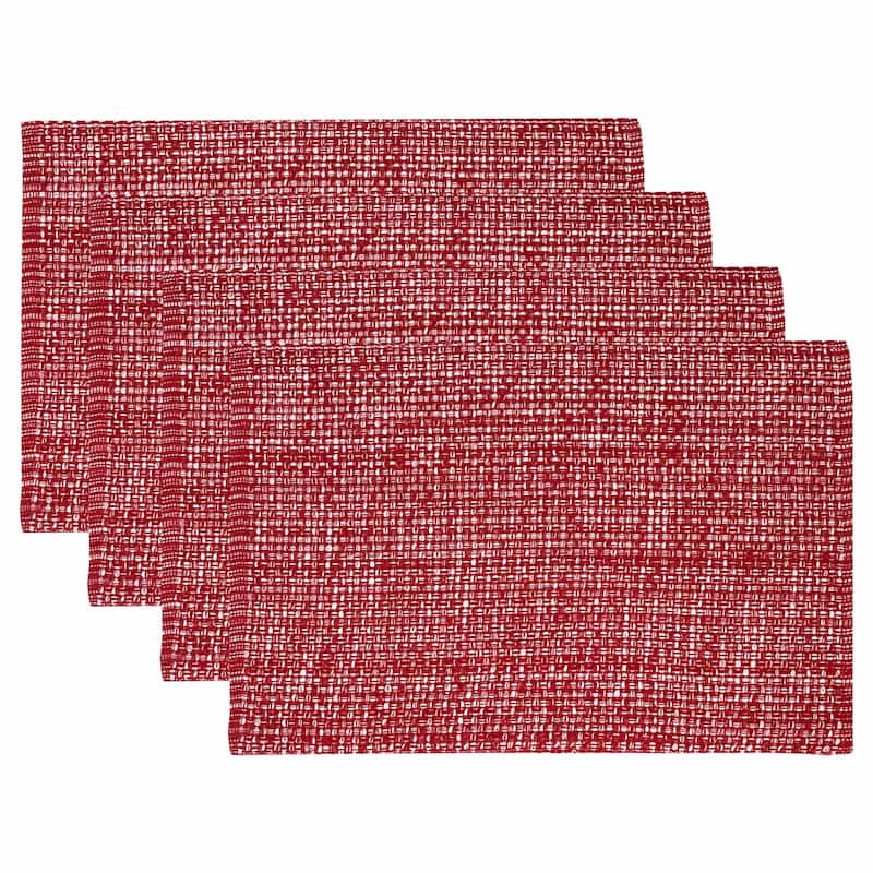 Trends Collection 2-tone Woven Cotton Placemat (13 x 19 in.) - Set of 4 - Red