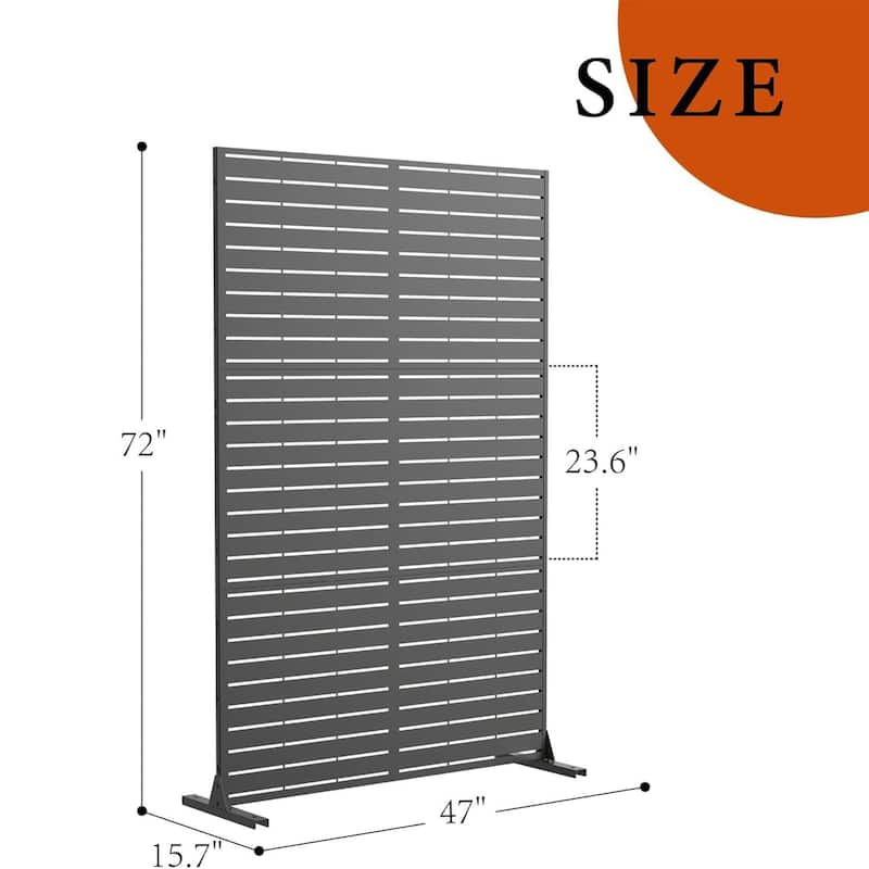 Privacy Screen, Privacy Screens and Panel, Freestanding Decorative Fence for Patio Lawn, Black Louvered