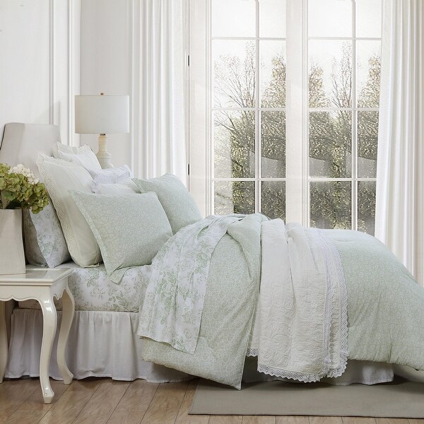 Laura Ashley Heirloom Ditzy Cotton Green Comforter Set - Bed Bath Laura Ashley Heirloom Ditzy Cotton Green Comforter Set - Bed Bath