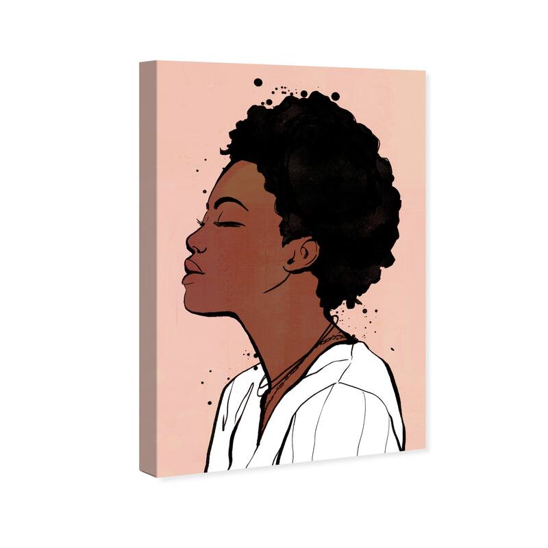 Wynwood Studio Canvas Fashion and Glam Ink Styled Girl Pink and Light Pink Modern & Contemporary Wall Art Canvas Print