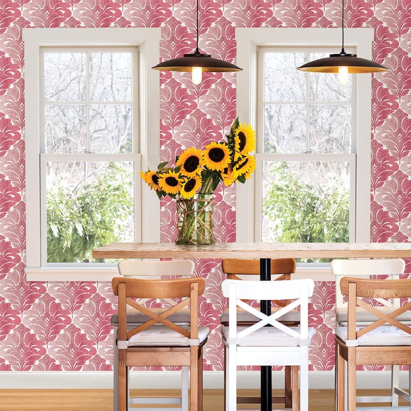 A-Street Prints Balangan Red Damask Wallpaper