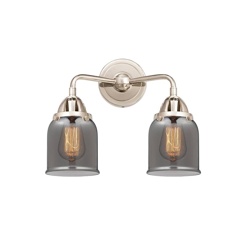 Innovations Lighting Nouveau 2 Bell - 2 Light 13" Bath Vanity Light - Polished Nickel/Light Smoke