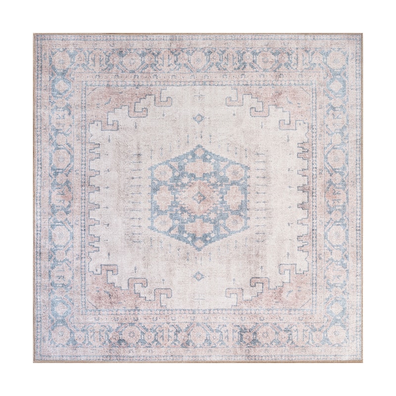 World Rug Gallery Vintage Bohemian Machine Washable Non Slip Area Rug