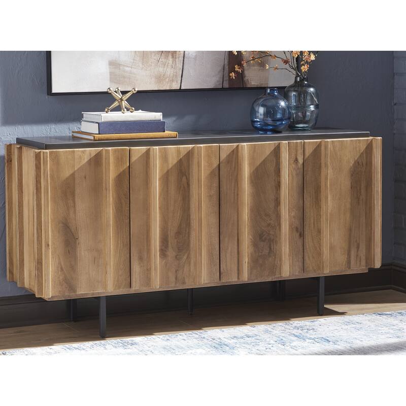 Signature Design by Ashley Quintavious Light Brown/Gray Accent Cabinet - 66" W x 18" D x 33.63" H