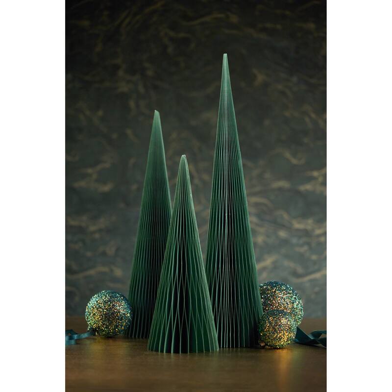 Miriam 16" Paper Decorative Cone Trees, Set of 4