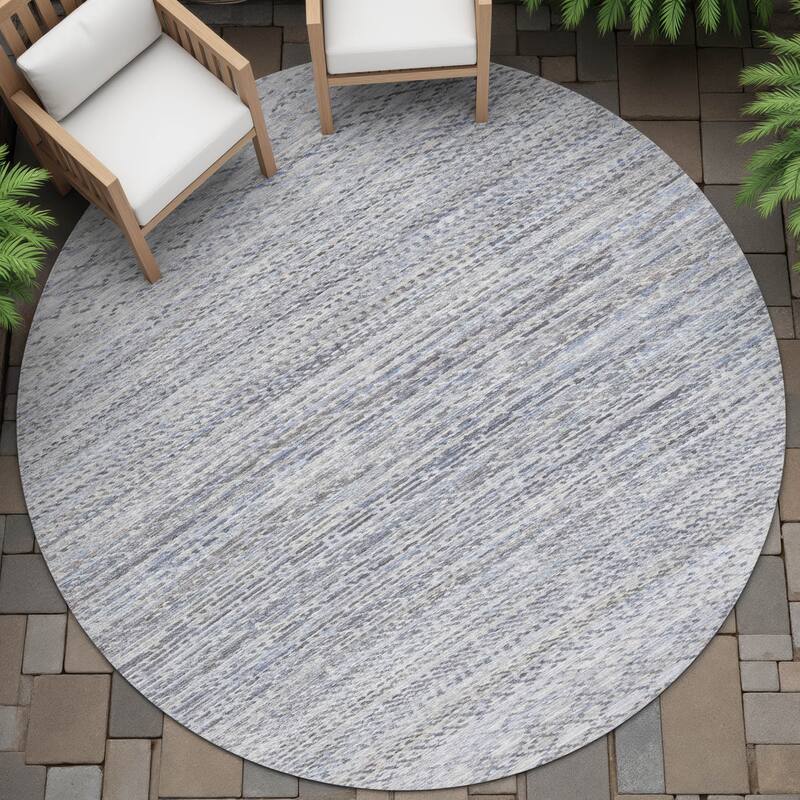 Machine Washable Indoor/Outdoor Modern Trellis Chantille Rug - Sky - 8' x 8'