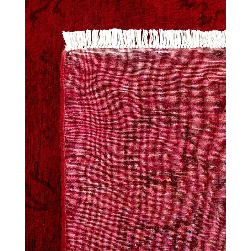 Overton Hand Knotted Wool Vintage Inspired Modern Contemporary Overdyed Red Area Rug - 5' 2" x 10' 5"
