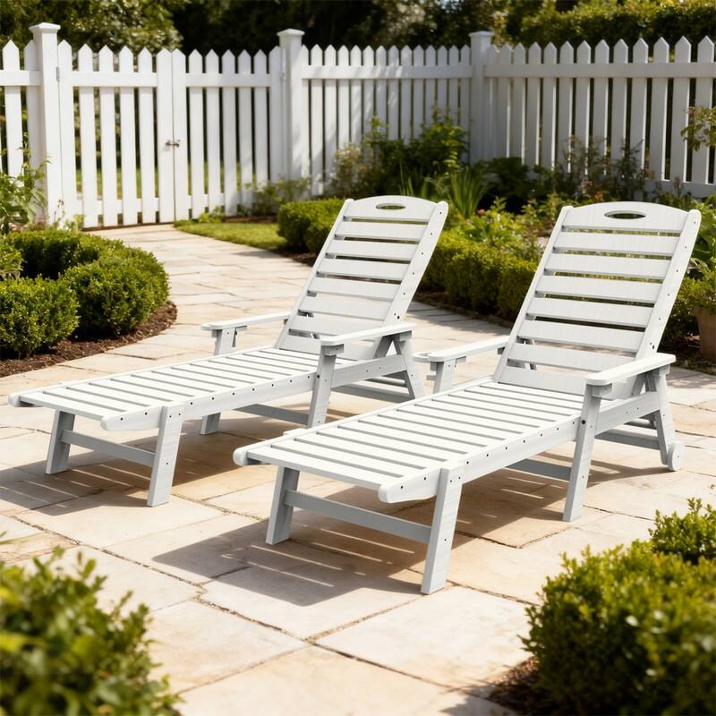 Domi Patio Lounge Chair Outdoor, HDPE Outdoor Chaise Lounge with Reclining Backrest, Pool Lounger Chair for Outside, Poolside