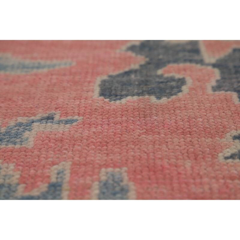 Hand Knotted Oriental 100% Wool Carpet Transitional All-Over Pink Oushak Area Rug - 12' 5'' X 9' 5''