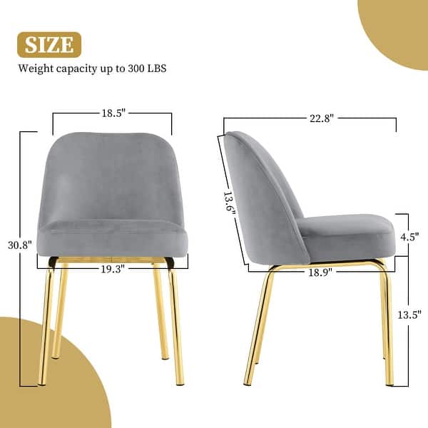 dimension image slide 0 of 4, Ivinta Upholstered Dining Chair Sets of 2, Mid Century Modern Side Chairs with Spring