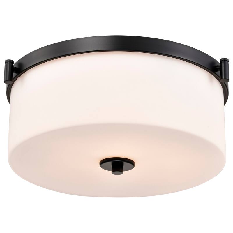 Liam 3 Light Flush Mount Matte Black White Opal Glass - Matte Black