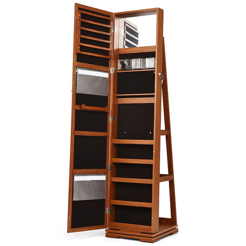 Armoire Jewelry Cabinet Standing Jewelry Organizer - Brown