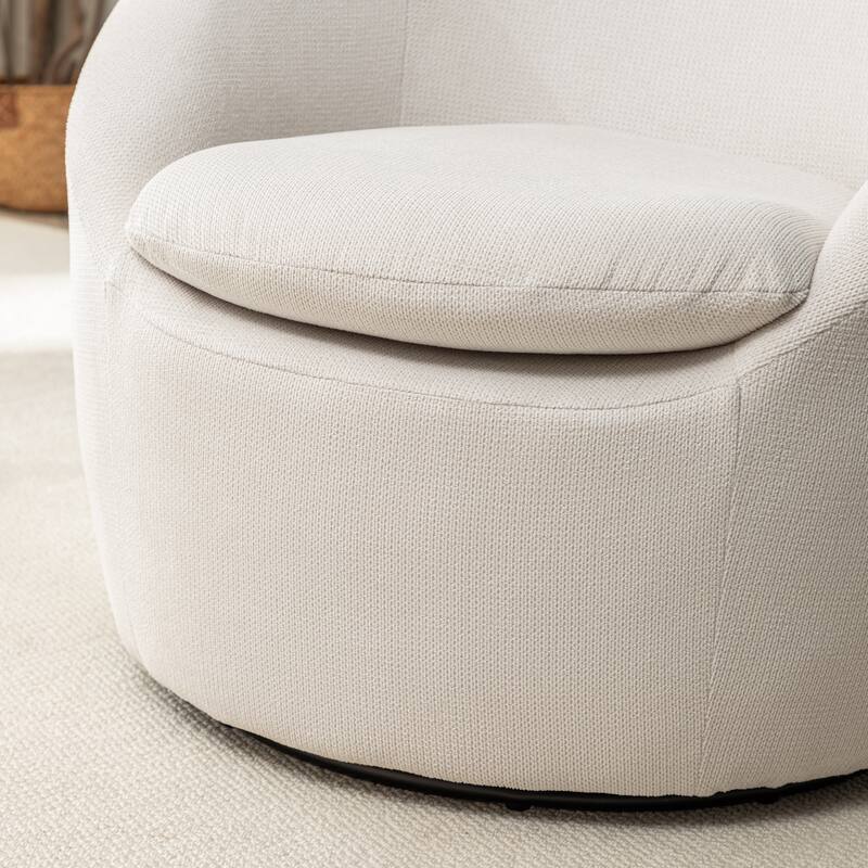 Round Armchair Office Chair Accent Chair with Plush Seat Cushion, Swivel Barrel Chair Single Lounge Sofa